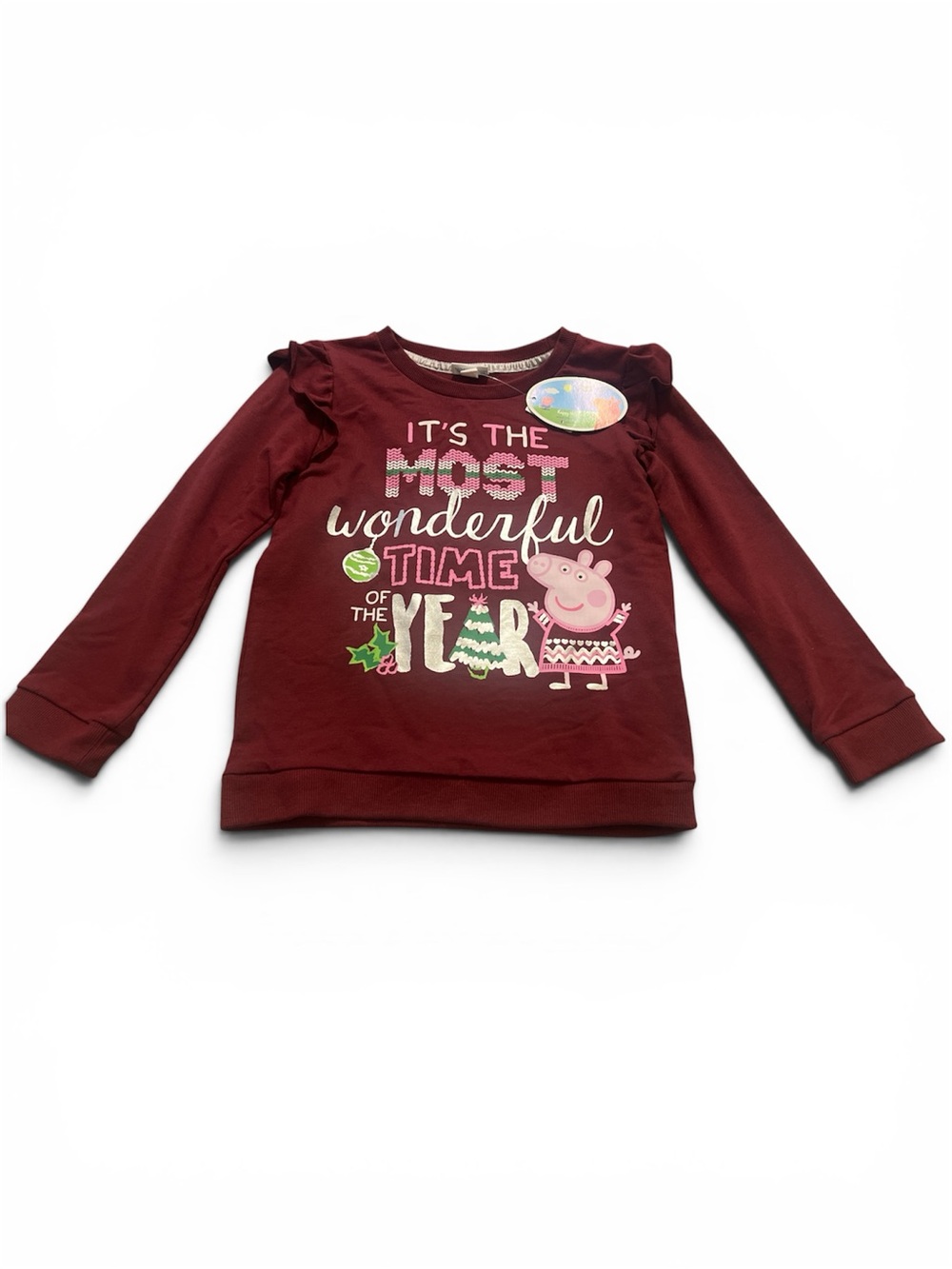 Peppa Pig Burgundy Long Sleeve Holiday Sweatshirt